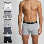 Secret Face Men's Boxer Briefs 5-Pack - Assorted Stripes & Solids, Soft Stretch Cotton, Comfort Fit