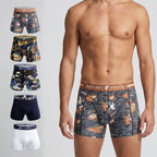 Secret Face Men's Trunks 5-Pack - Japan Samurai Print, Premium Stretch Cotton, Comfort Fit Boxers