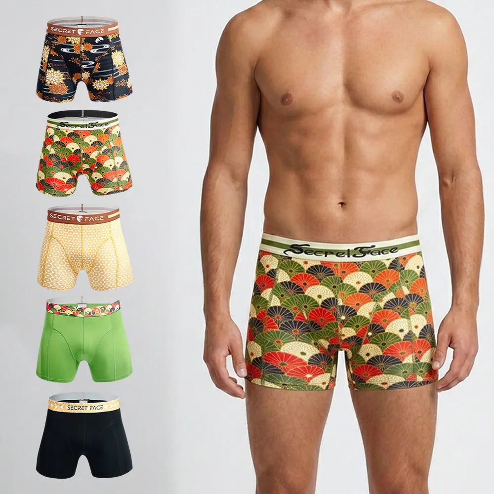 Secret Face Men's 5-Pack Premium Trunks - Soft Performance Cotton, Breathable Everyday Luxury Boxer Briefs