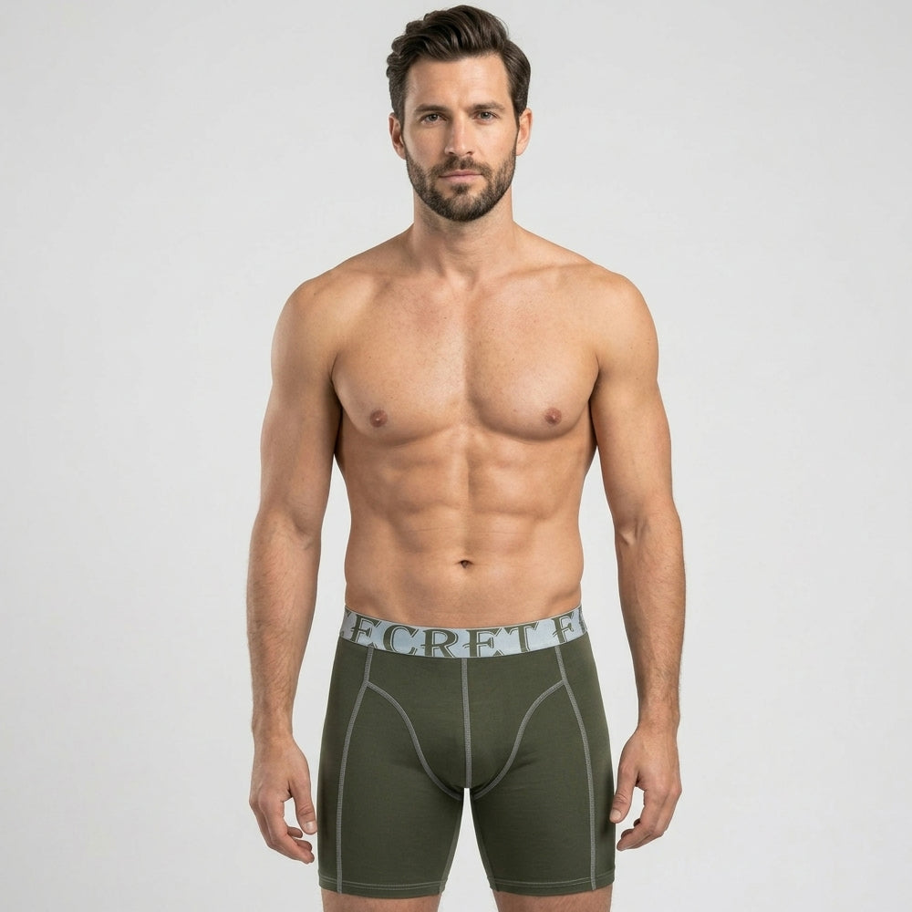 Secret Face Men's Anti-Chafe Trunks - Contour Panel Design, Stretchy & Non-Slip Waistband, Athletic Support Boxer Briefs