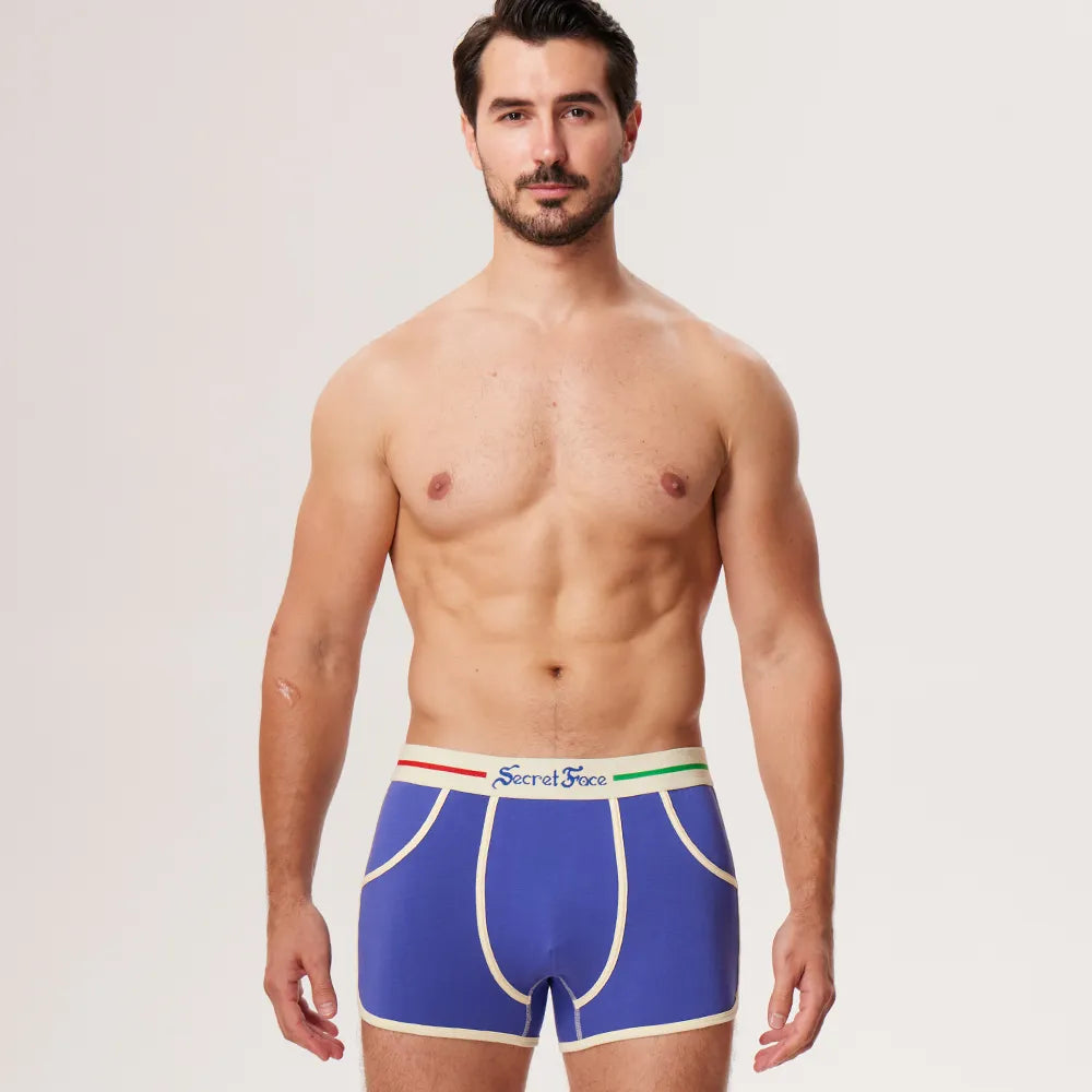 Secret Face Men's 5-Pack Vintage Boxer Briefs - Retro 60s Style, Stretch Cotton, Assorted Colors