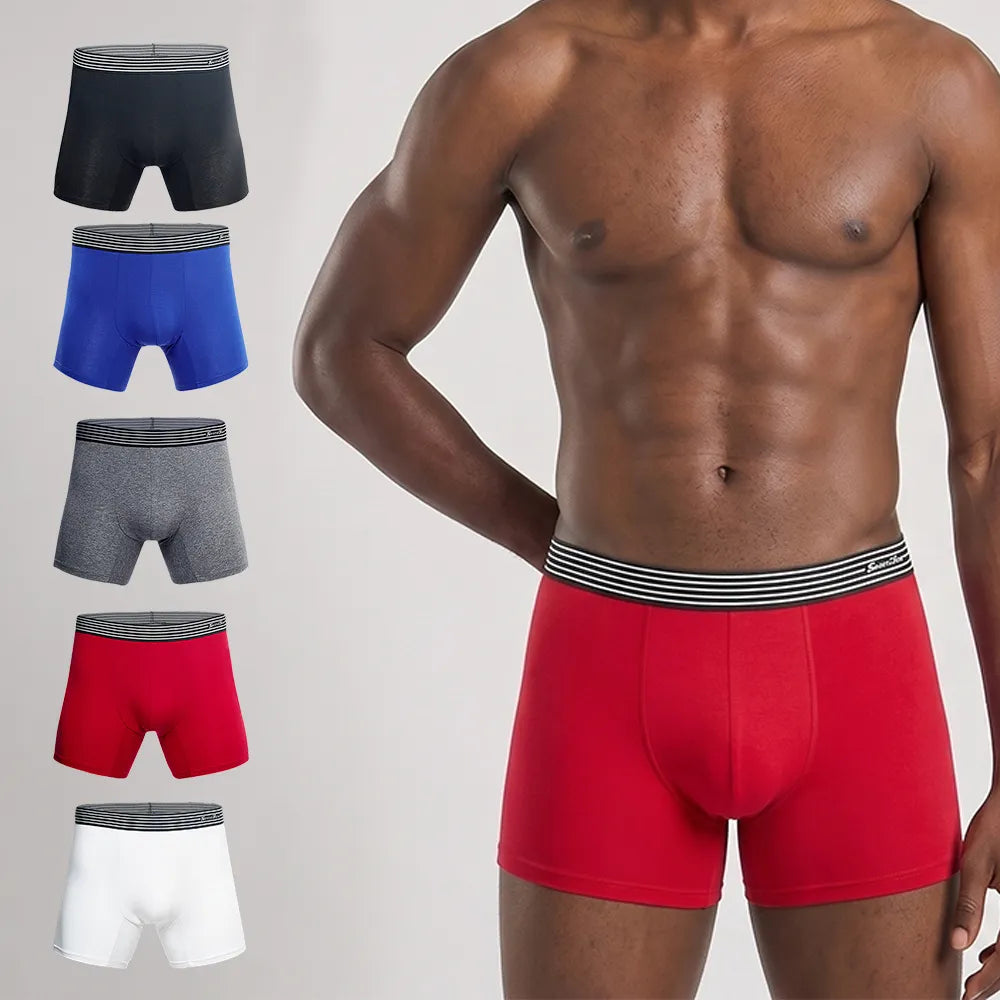 Secret Face Men's 5-Pack Ultra-Soft Boxer Briefs - Lightweight Stretch Cotton, Second Skin Feel, Assorted Colors