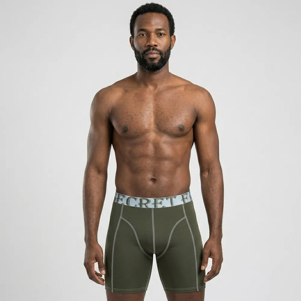 Secret Face Men's Anti-Chafe Trunks - Contour Panel Design, Stretchy & Non-Slip Waistband, Athletic Support Boxer Briefs
