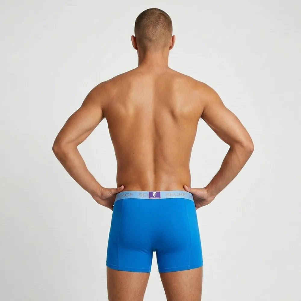Secret Face Men's Stretch Cotton Boxer Briefs 5-Pack - Tight Fit, Flexible, Solid Colors