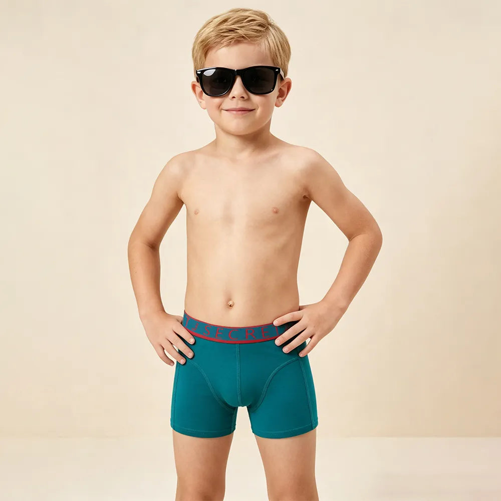 Secret Face Junior' 3-Pack Trunks - Comfortable Stretch Cotton, Assorted Colors, Kid Fit