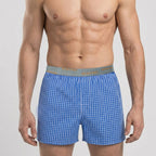 Secret Face Men's Woven Boxer Shorts 3-Pack - Classic Gingham Check, Soft Cotton, Elastic Waistband