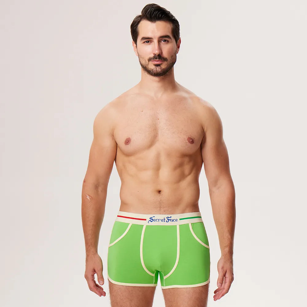 Secret Face Men's 5-Pack Vintage Boxer Briefs - Retro 60s Style, Stretch Cotton, Assorted Colors