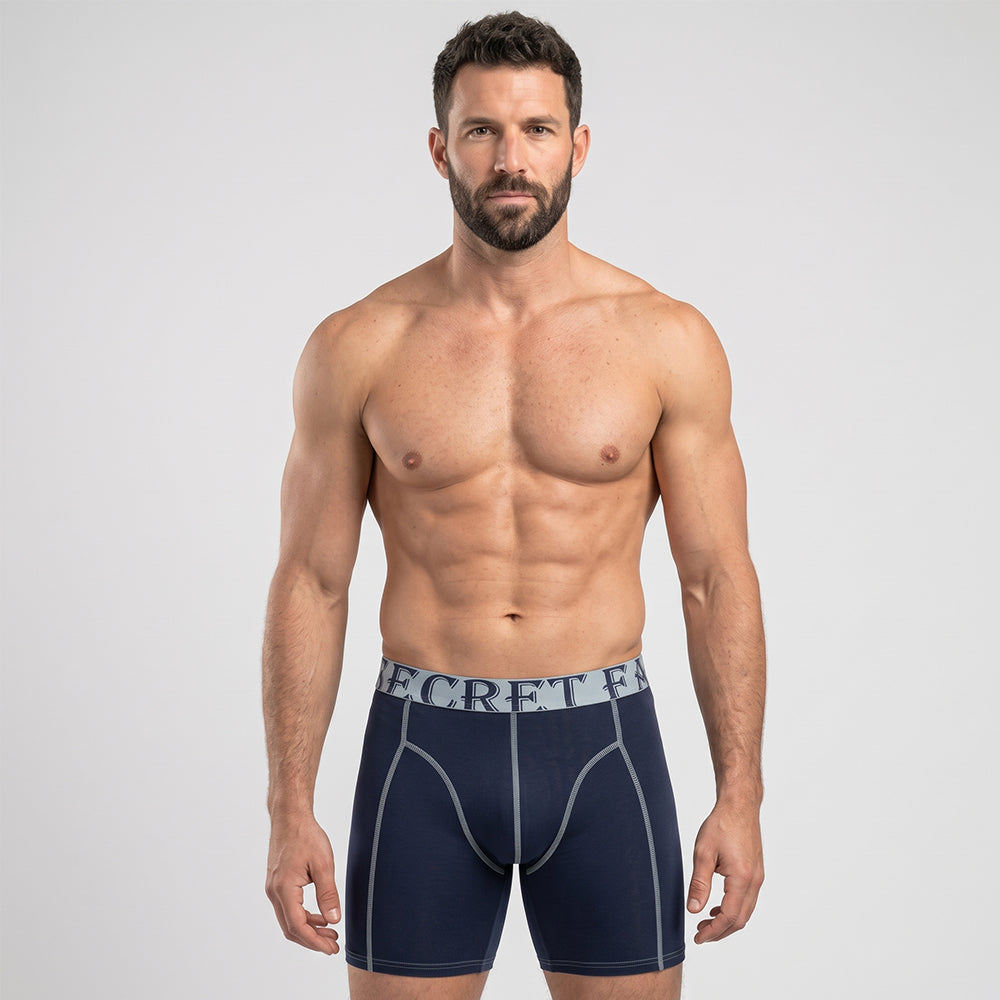 Secret Face Men's Anti-Chafe Trunks - Contour Panel Design, Stretchy & Non-Slip Waistband, Athletic Support Boxer Briefs