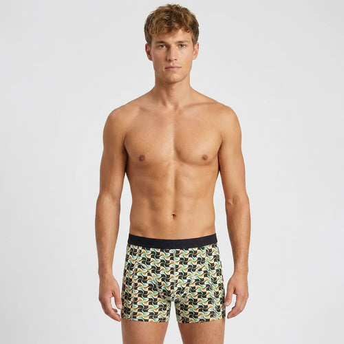 Secret Face Men's 5-Pack Luxury Printed Boxer Briefs - Stretch Cotton, Assorted Patterns-70's Swirl