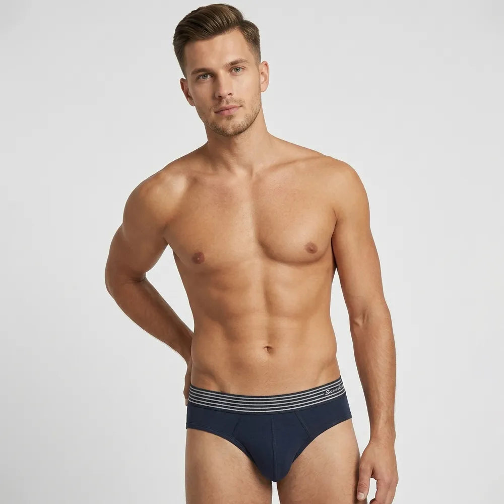 Secret Face Men's Premium Cotton Briefs 5-Pack - Classic Solids, Stretchy & Comfort Fit