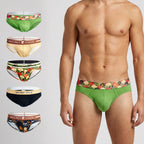 Secret Face Men's 5-Pack Japanese Style Print Briefs - Premium Stretch Cotton, Luxury Fit