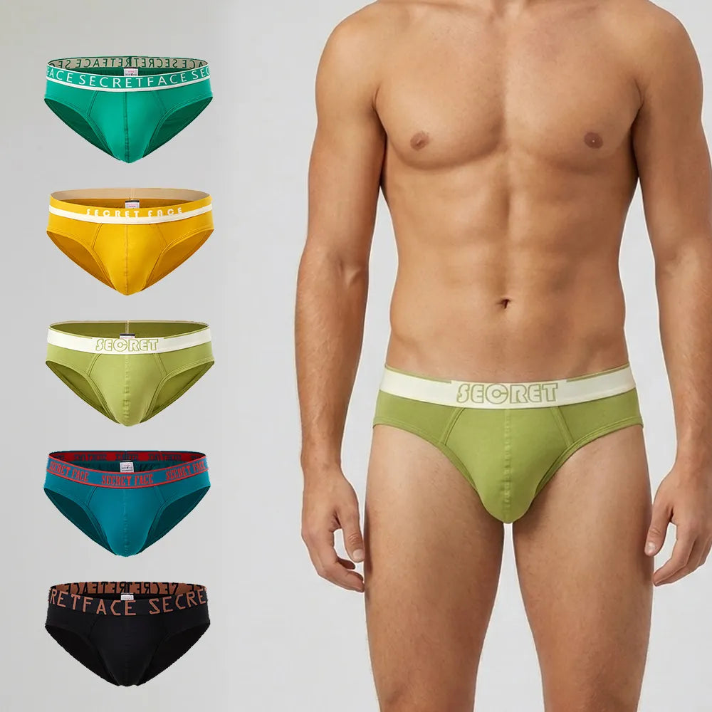 Secret Face Men's 5-Pack Color Block Briefs - Bold Contrast Colors, Stretch Cotton, Comfort Fit