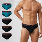 Secret Face Men's 5-Pack Solid Color Briefs - Premium Stretch Cotton, Comfort Fit