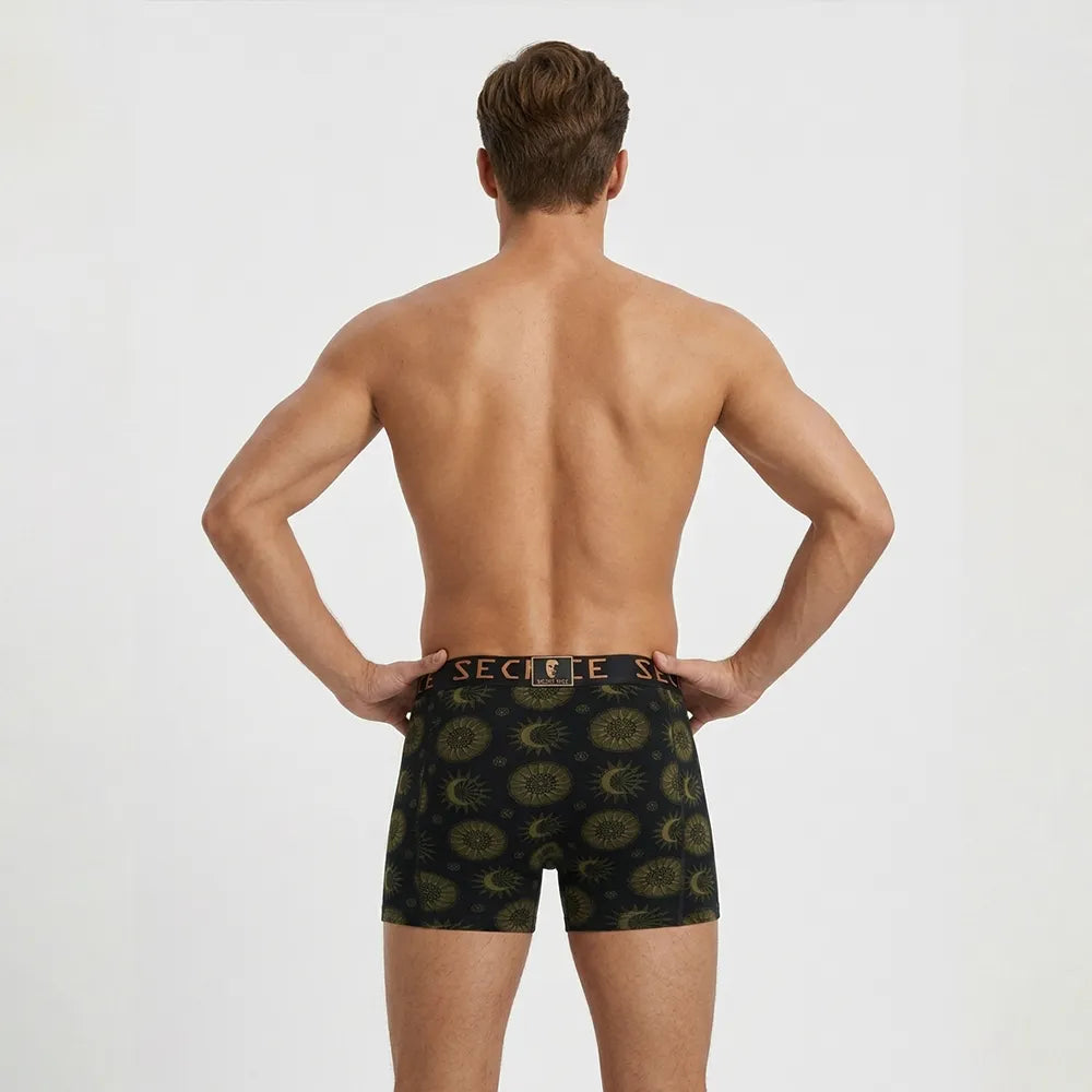 Secret Face Men's Luxury Trunks - Sun & Moon Print, Premium Stretch Cotton, Comfort Fit