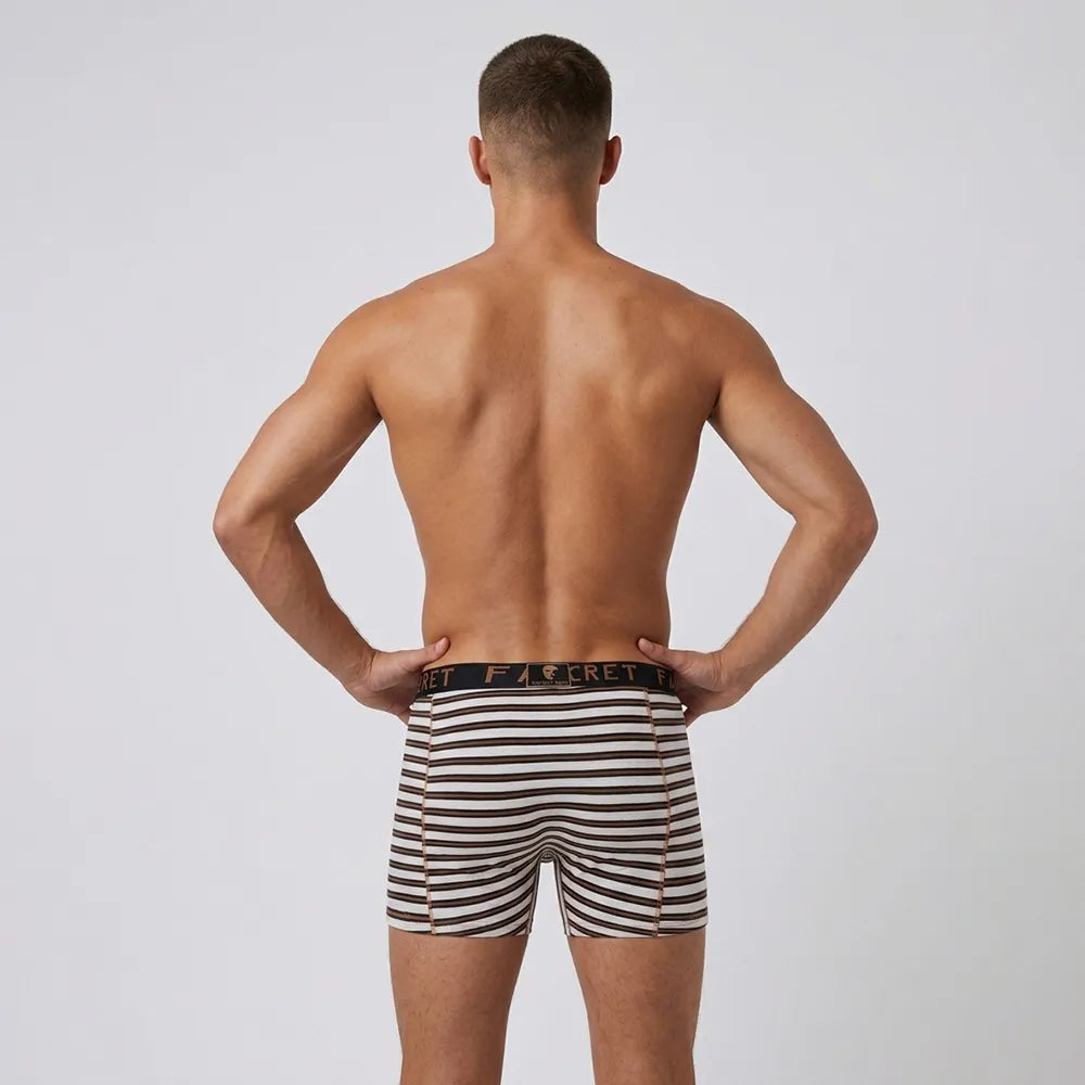 Secret Face Men's Luxury Trunks - Bold Stripe Print, Premium Stretch Cotton, Comfort Fit