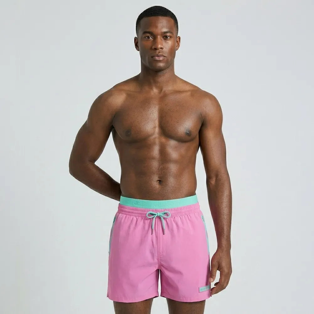 Secret Face Men's Quick Dry Beach Shorts - Elastic Waist Drawstring Swim Trunks