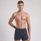 Secret Face Men's 3-Pack Woven Boxer Shorts - 100% Cotton, Loose Fit, Elastic Waistband, Assorted Plaid & Dot Patterns