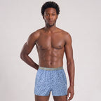 Secret Face Men's 3-Pack Woven Boxer Shorts - Soft Cotton, Loose Fit, Elastic Waistband, Assorted Animal & Plaid Prints