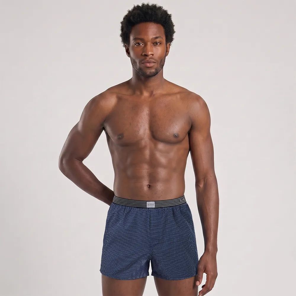 Secret Face Men's 3-Pack Woven Boxer Shorts - 100% Cotton, Loose Fit, Elastic Waistband, Assorted Plaid & Dot Patterns