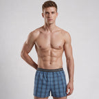 Secret Face Men's 3-Pack Woven Boxer Shorts - 100% Cotton, Loose Fit, Elastic Waistband, Assorted Plaid & Dot Patterns
