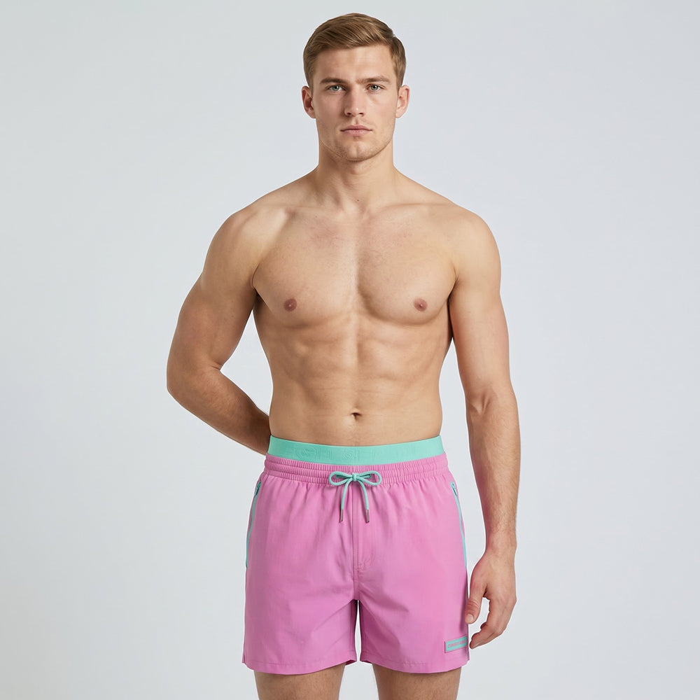 Secret Face Men's Quick Dry Beach Shorts - Elastic Waist Drawstring Swim Trunks