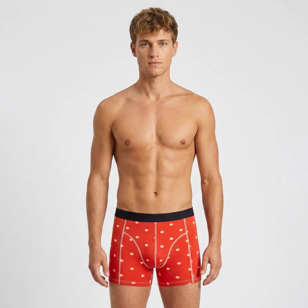 Secret Face Men's 5-Pack Luxury Printed Boxer Briefs - Stretch Cotton, Assorted Patterns-Navy Botanical-Red Sunrise