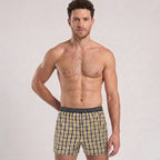 Secret Face Men's 3-Pack Woven Boxer Shorts - Soft Cotton, Loose Fit, Elastic Waistband, Assorted Animal & Plaid Prints