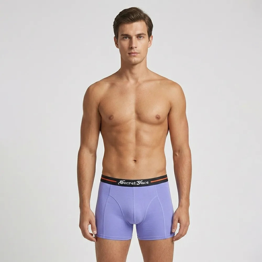Secret Face Men's Premium Cotton Boxer Briefs 5-Piece Set - Flexible Tight Fit, Breathable & Durable