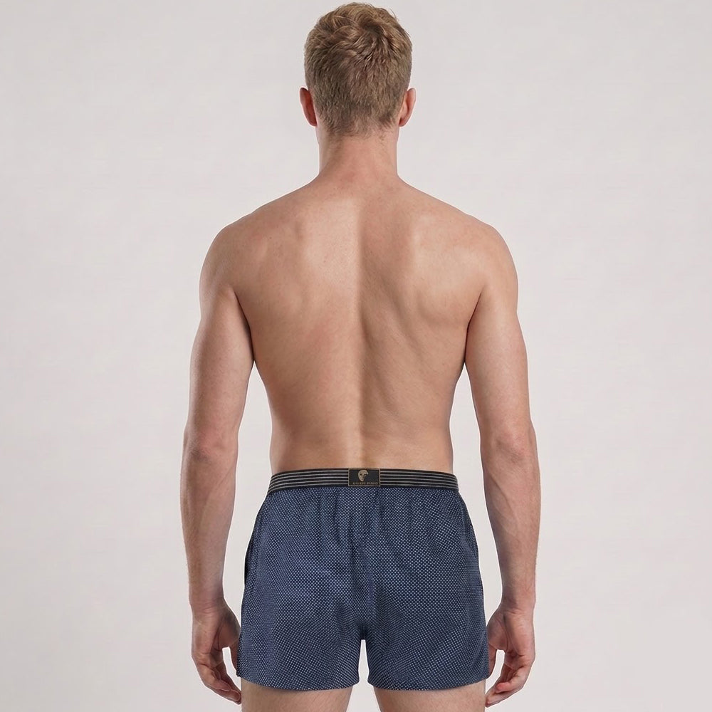 Secret Face Men's 3-Pack Woven Boxer Shorts - 100% Cotton, Loose Fit, Elastic Waistband, Assorted Plaid & Dot Patterns