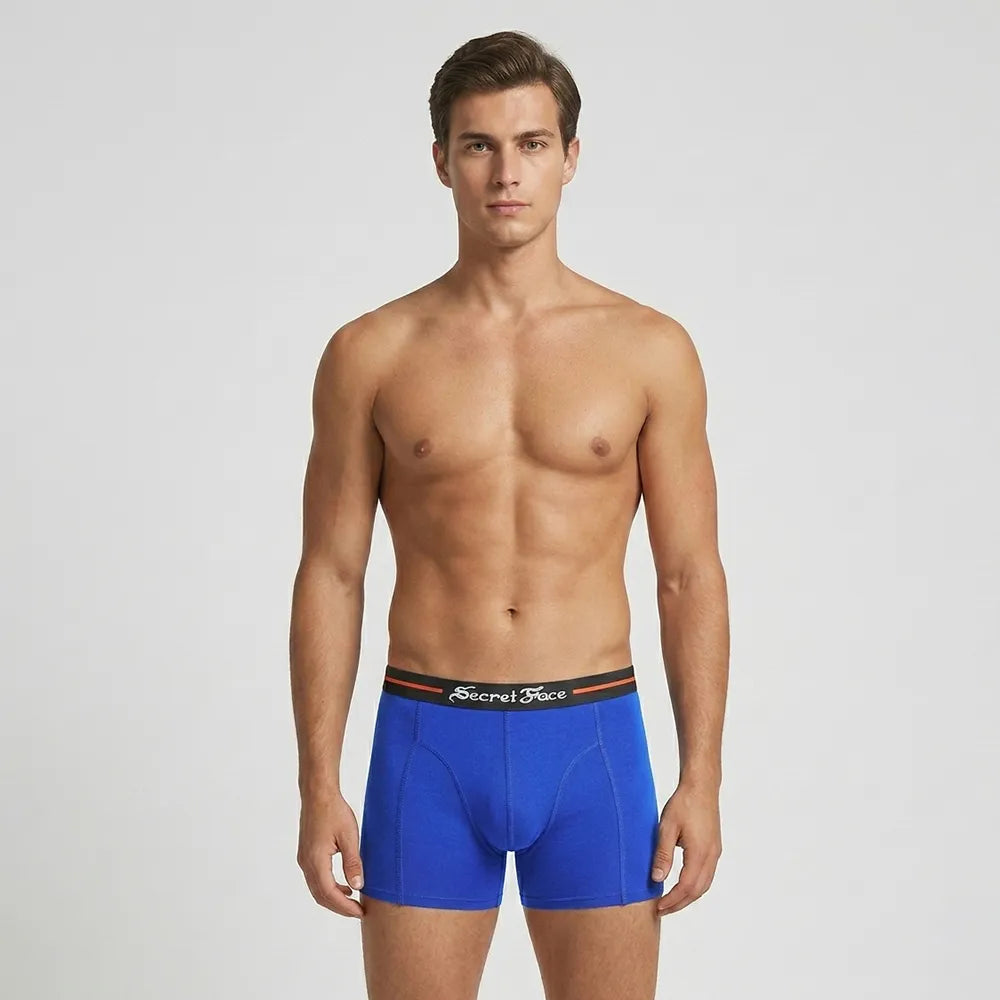 Secret Face Men's Premium Cotton Boxer Briefs 5-Piece Set - Flexible Tight Fit, Breathable & Durable