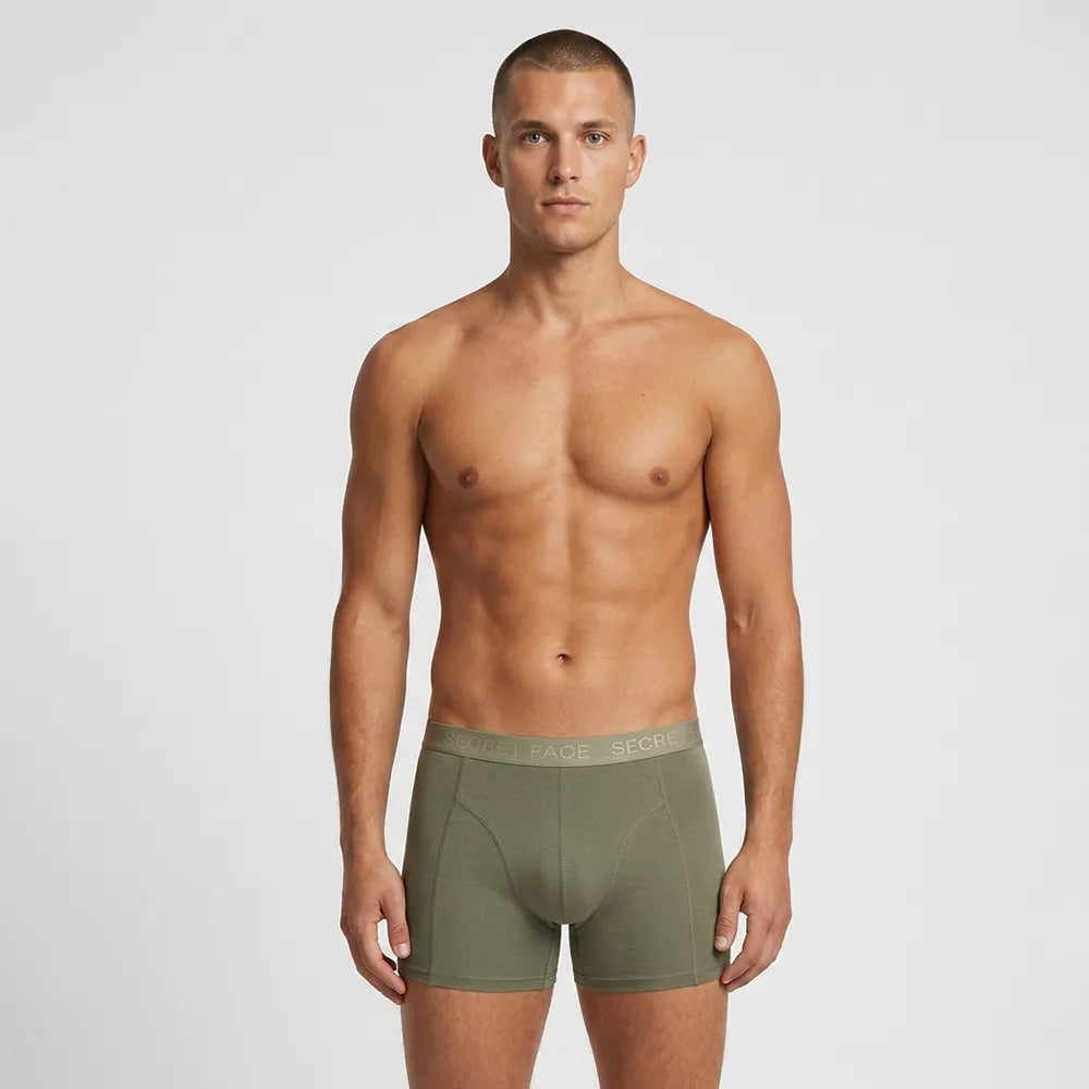 Secret Face Men's Stretch Cotton Boxer Briefs 5-Pack - Tight Fit, Flexible, Solid Colors