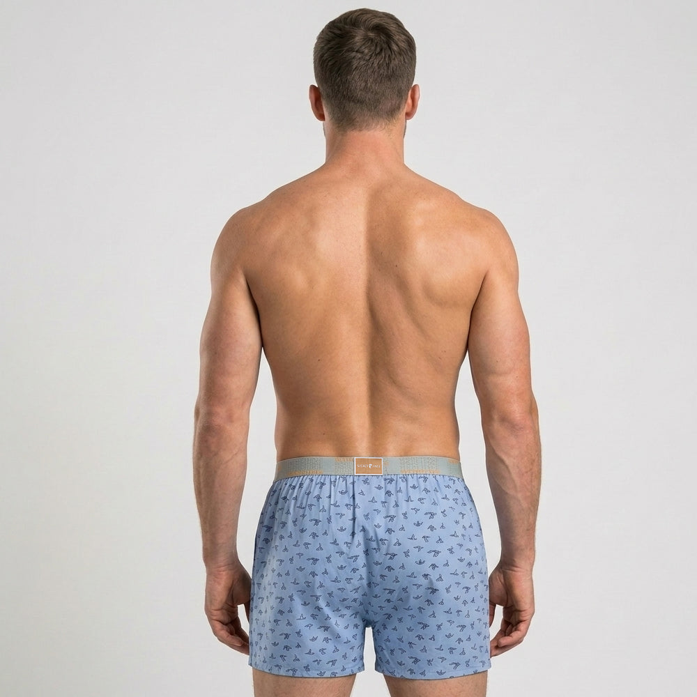 Secret Face Men's 3-Pack Woven Boxer Shorts - Soft Cotton, Loose Fit, Elastic Waistband, Assorted Animal & Plaid Prints