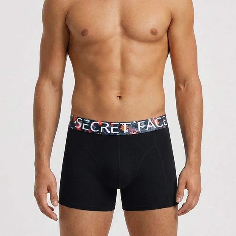 Secret Face Men's Stretch Boxer Briefs - Luxury Comfort, Flexible Tight Fit, Durable Cotton Blend (Assorted Novelty & Solid Prints)-Zen Night