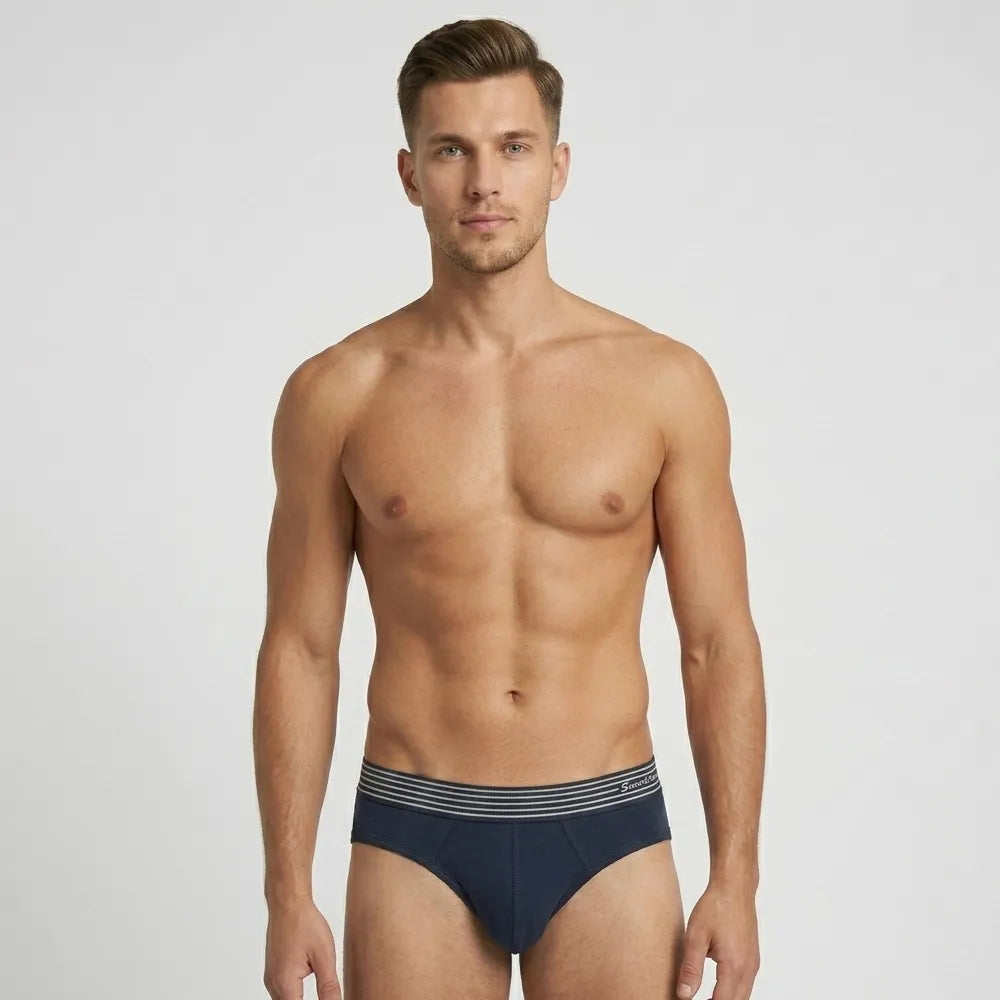 Secret Face Men's Premium Cotton Briefs 5-Pack - Classic Solids, Stretchy & Comfort Fit