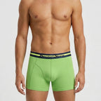 Secret Face Men's Stretch Boxer Briefs - Luxury Comfort, Flexible Tight Fit, Durable Cotton Blend (Assorted Novelty & Solid Prints)-Twist of Lime
