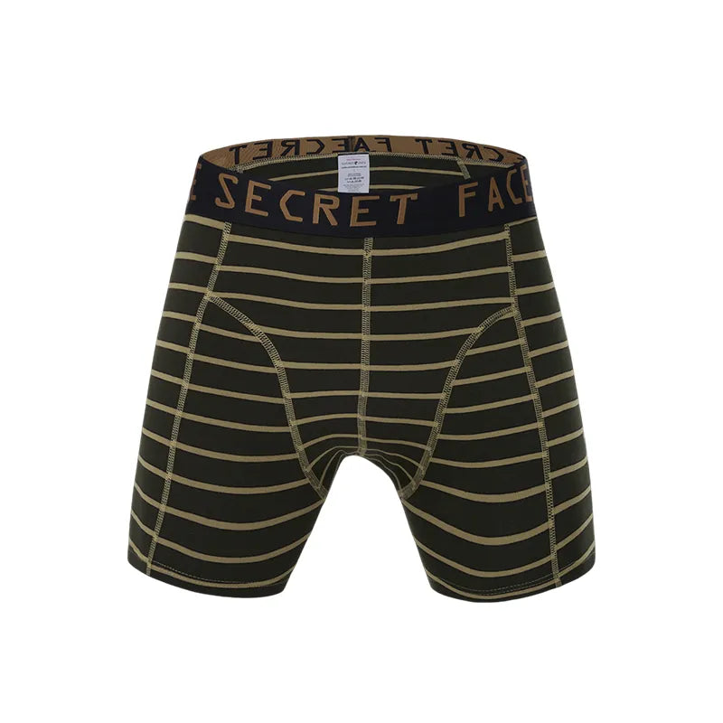 Secret Face Men's Luxury Trunks - Dark Stripe Print, Premium Stretch Cotton, Comfort Fit