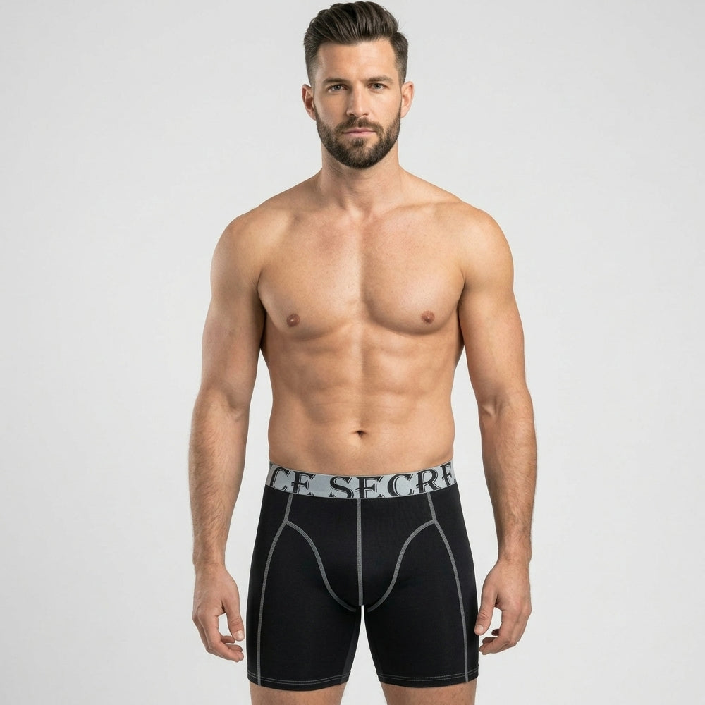 Secret Face Men's Anti-Chafe Trunks - Contour Panel Design, Stretchy & Non-Slip Waistband, Athletic Support Boxer Briefs