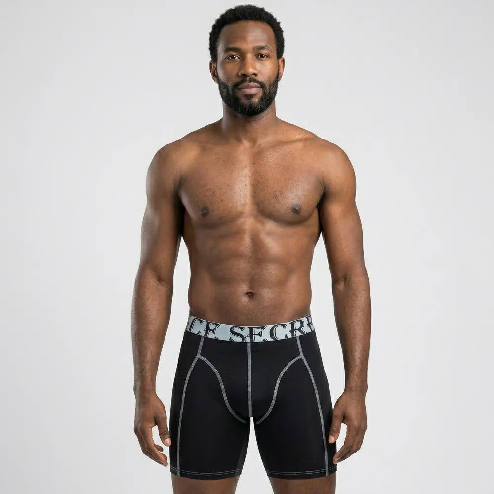 Secret Face Men's Anti-Chafe Trunks - Contour Panel Design, Stretchy & Non-Slip Waistband, Athletic Support Boxer Briefs