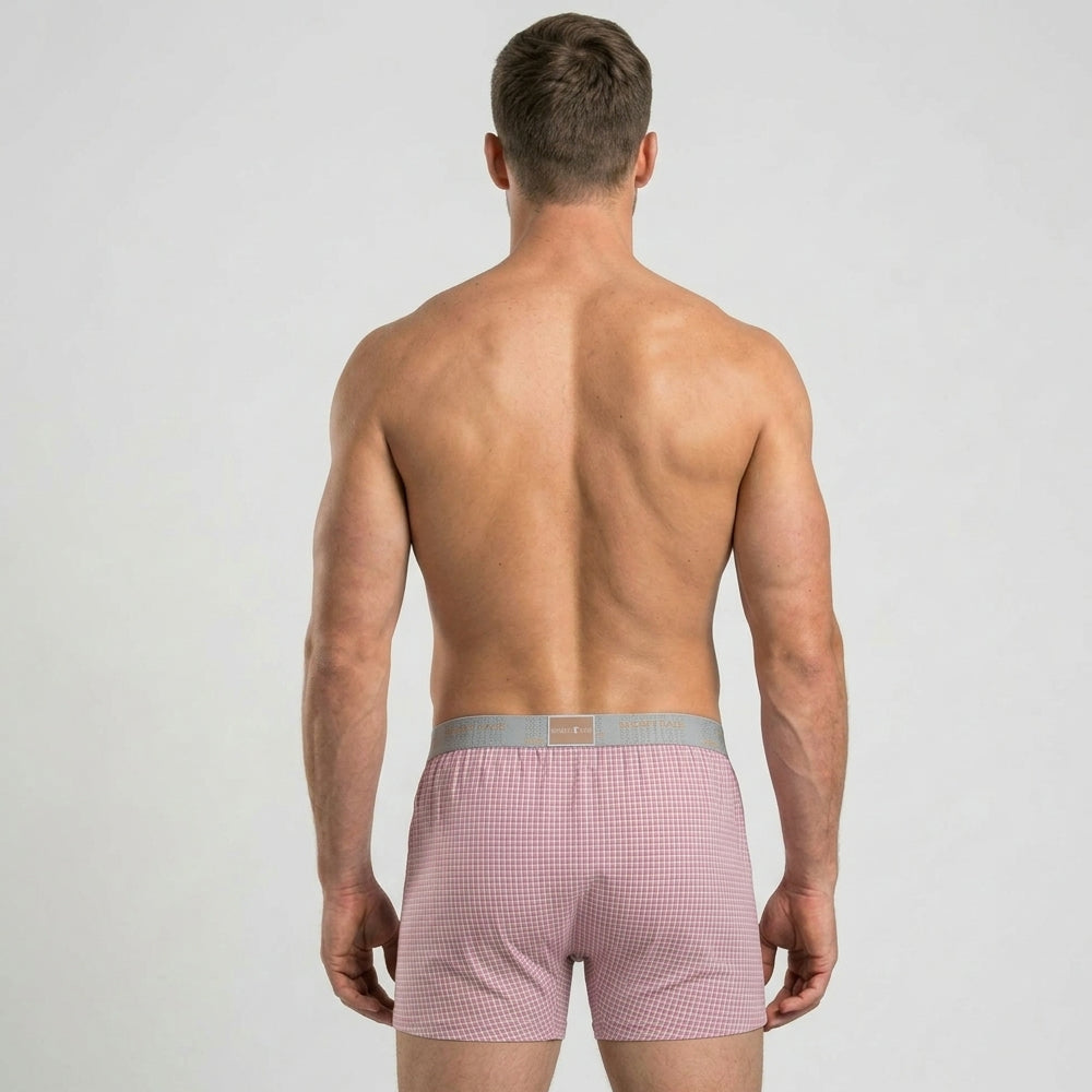 Secret Face Men's Woven Boxer Shorts 3-Pack - Classic Gingham Check, Soft Cotton, Elastic Waistband