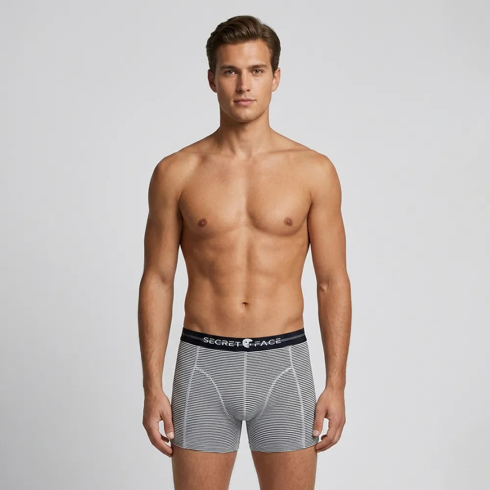 Secret Face Men's Boxer Briefs 5-Pack - Assorted Stripes & Solids, Soft Stretch Cotton, Comfort Fit
