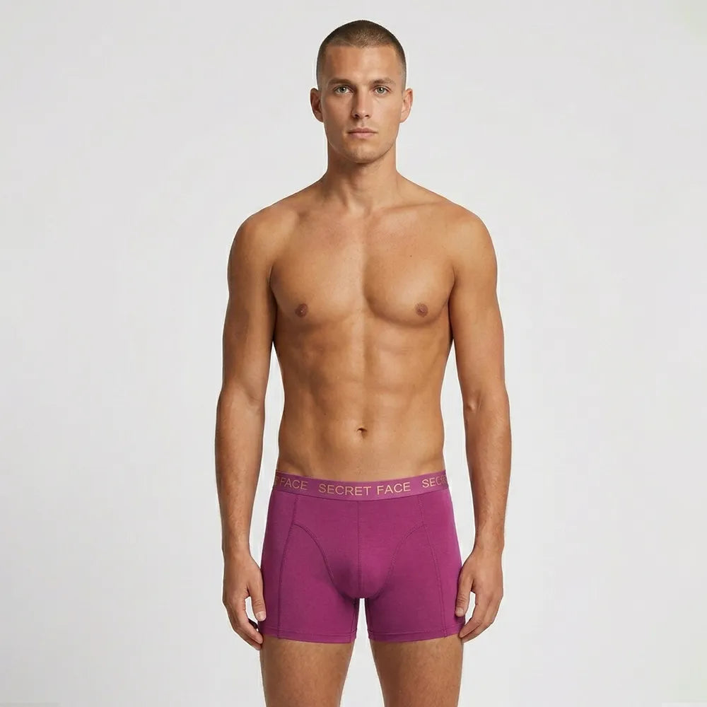 Secret Face Men's Stretch Cotton Boxer Briefs 5-Pack - Tight Fit, Flexible, Solid Colors