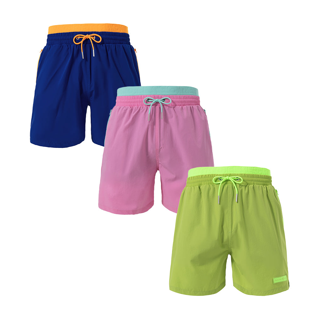 Secret Face Men's Quick Dry Beach Shorts - Elastic Waist Drawstring Swim Trunks