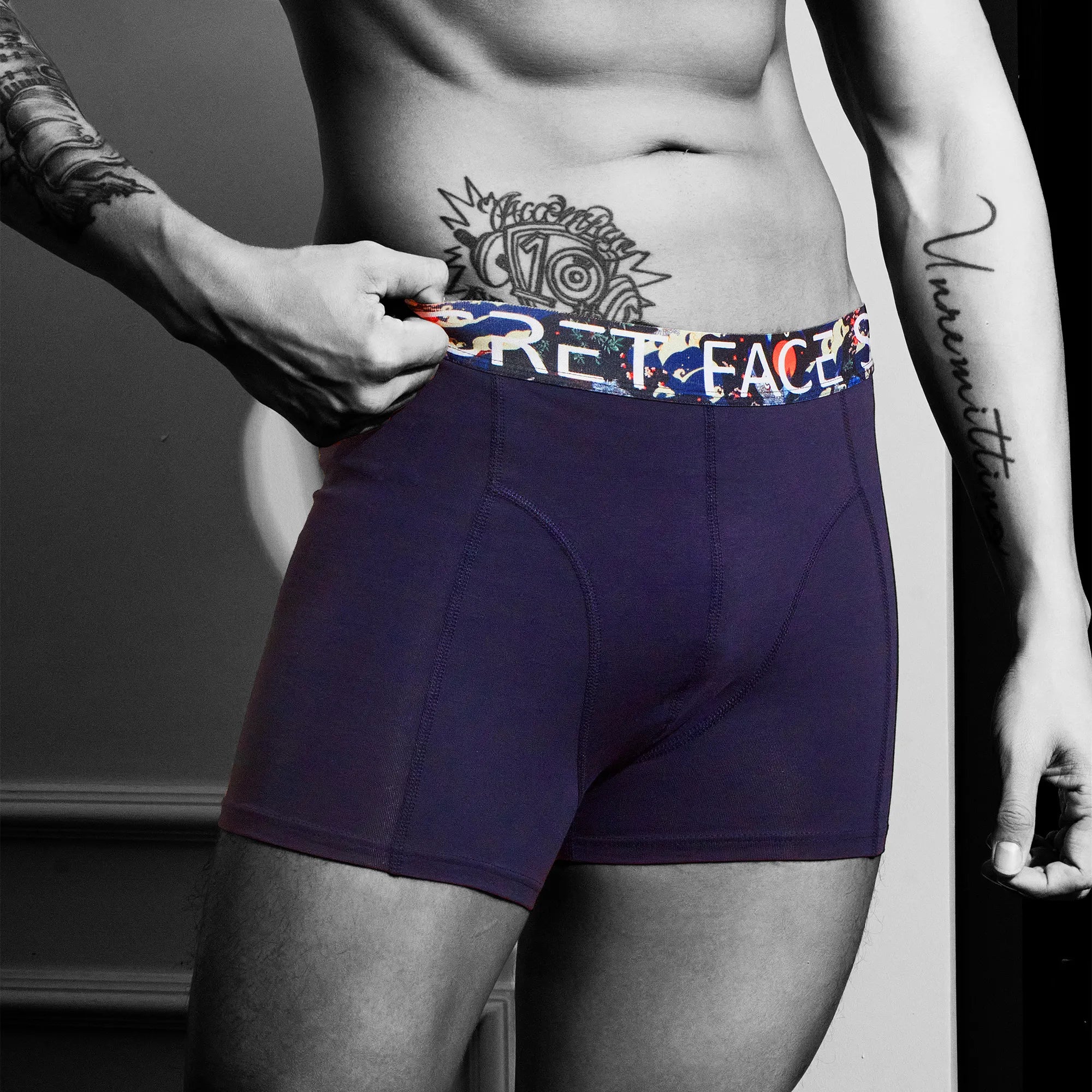Secret Face Men's Trunks 5-Pack - Japan Samurai Print, Premium Stretch Cotton, Comfort Fit Boxers