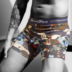 Secret Face Men's Trunks 5-Pack - Japan Samurai Print, Premium Stretch Cotton, Comfort Fit Boxers