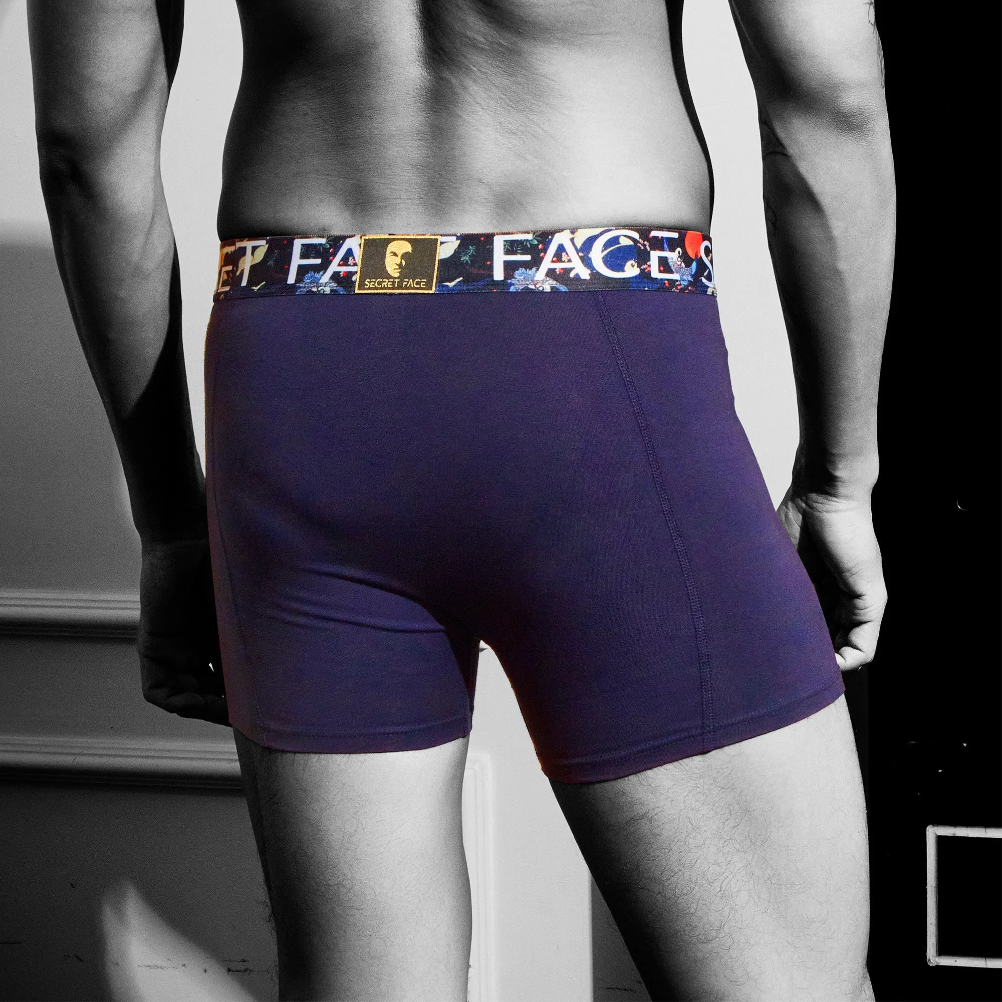 Secret Face Men's Trunks 5-Pack - Japan Samurai Print, Premium Stretch Cotton, Comfort Fit Boxers