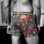 Secret Face Men's Stretch Boxer Briefs - Luxury Comfort, Flexible Tight Fit, Durable Cotton Blend (Assorted Novelty & Solid Prints)