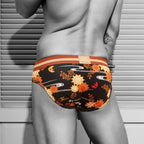 Secret Face Men's 5-Pack Japanese Style Print Briefs - Premium Stretch Cotton, Luxury Fit