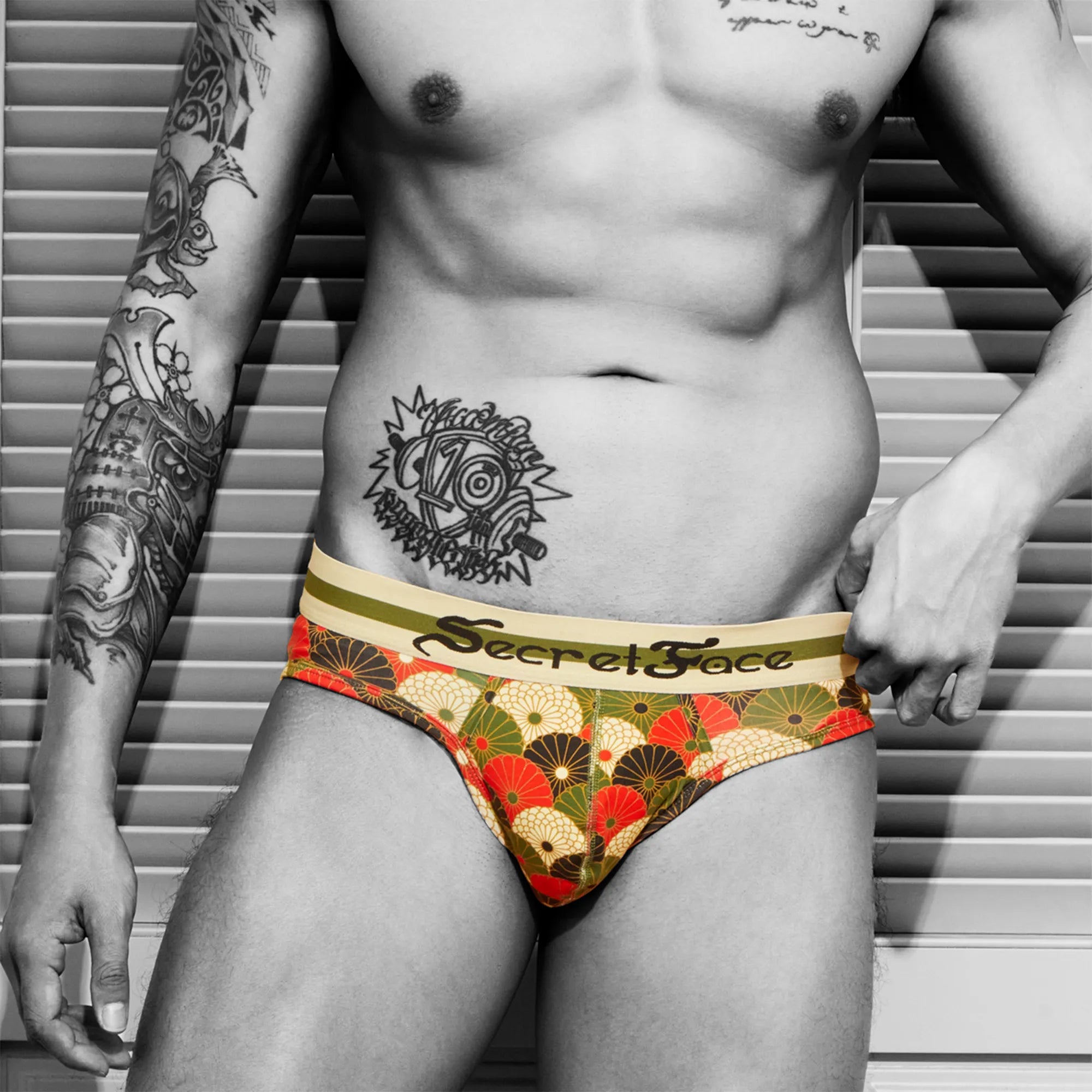Secret Face Men's 5-Pack Japanese Style Print Briefs - Premium Stretch Cotton, Luxury Fit