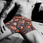 Secret Face Men's Trunks 5-Pack - Japan Samurai Print, Premium Stretch Cotton, Comfort Fit Boxers