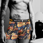 Secret Face Men's Trunks 5-Pack - Japan Samurai Print, Premium Stretch Cotton, Comfort Fit Boxers
